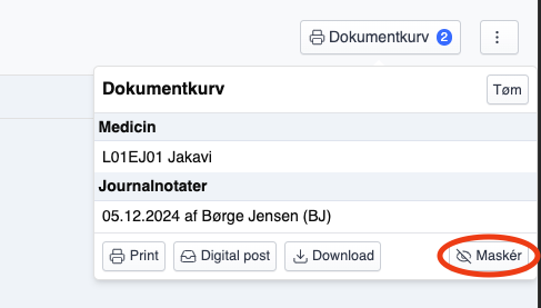 Maskering i dokumentkurv