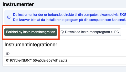 Forbind med instrumentprogram