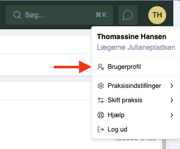 Gå til "Brugerprofil"